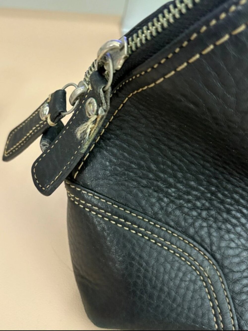 Coach Chelsea Pebbled Leather Satchel Black Bag Turnlock Front Pocket - Picture 7 of 10